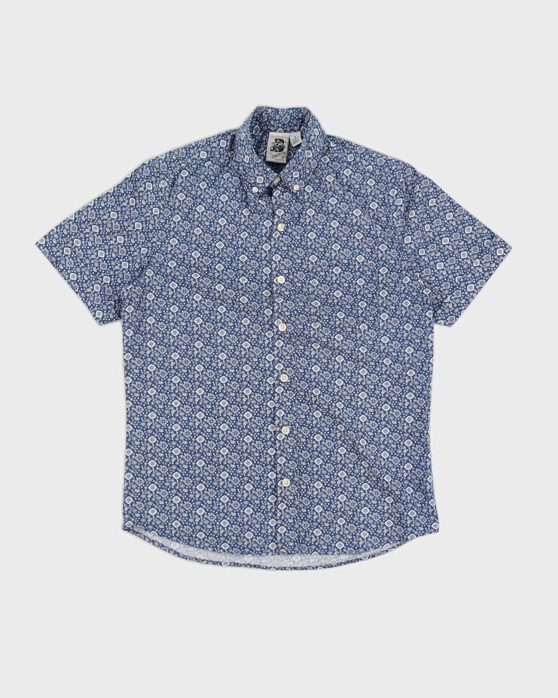 90s Kennington Blue Patterned Shirt - S