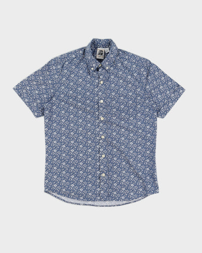 90s Kennington Blue Patterned Shirt - S