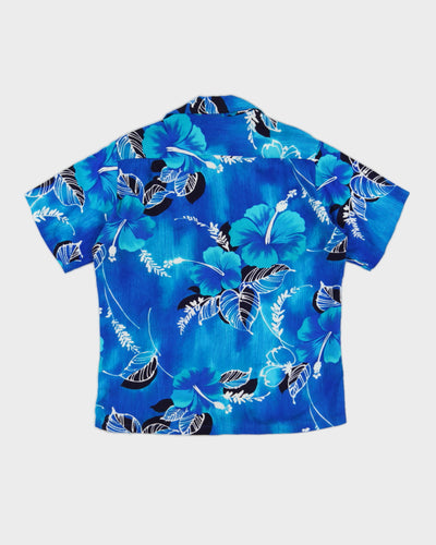 Vintage 70s Blue Hawaiian Shirt - L