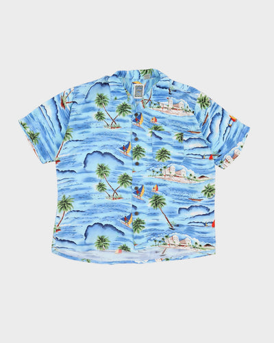 Vintage 00s Ocean Current Blue Hawaiian Rayon Shirt - L