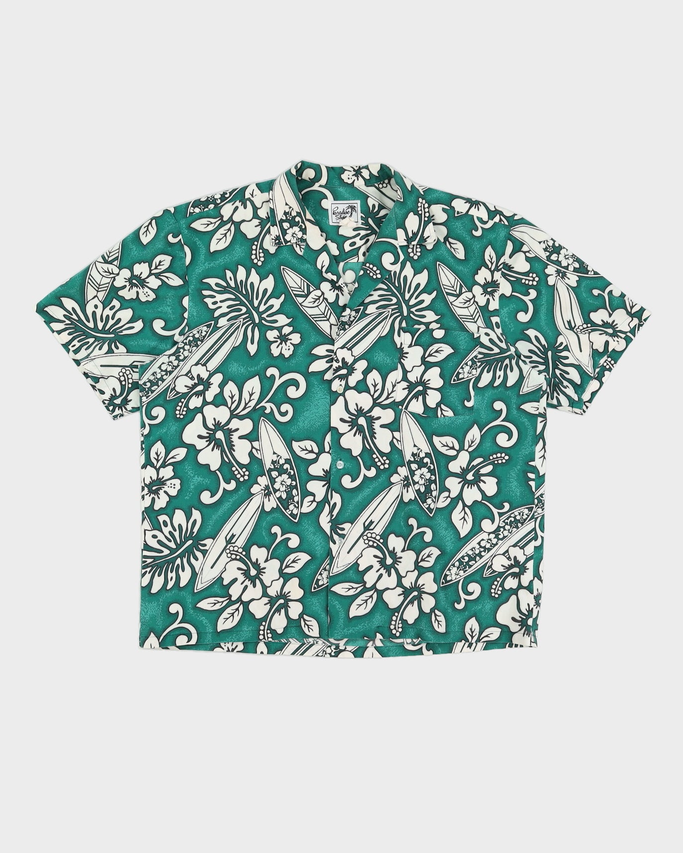 Green Surf Board Hawaiian Shirt - L