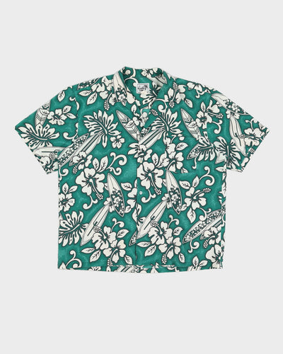 Green Surf Board Hawaiian Shirt - L