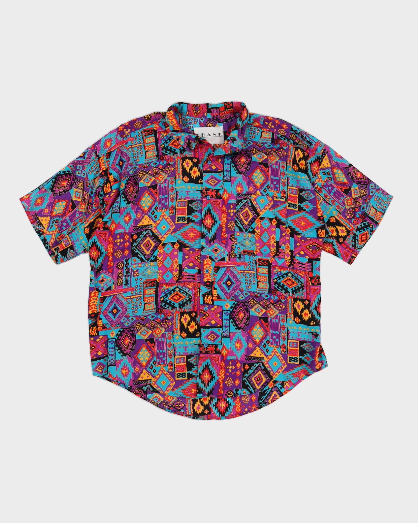Vintage 80s Frank Abstract Print Oversize Shirt - XL