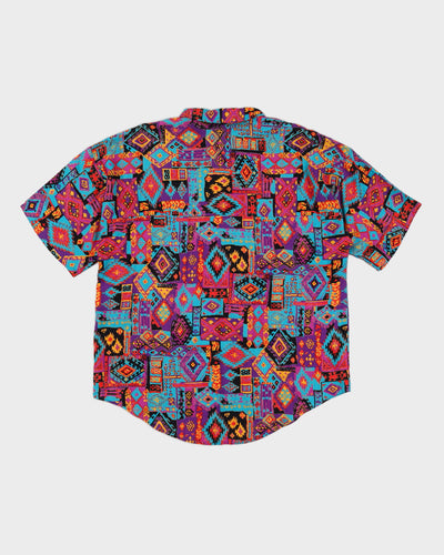 Vintage 80s Frank Abstract Print Oversize Shirt - XL