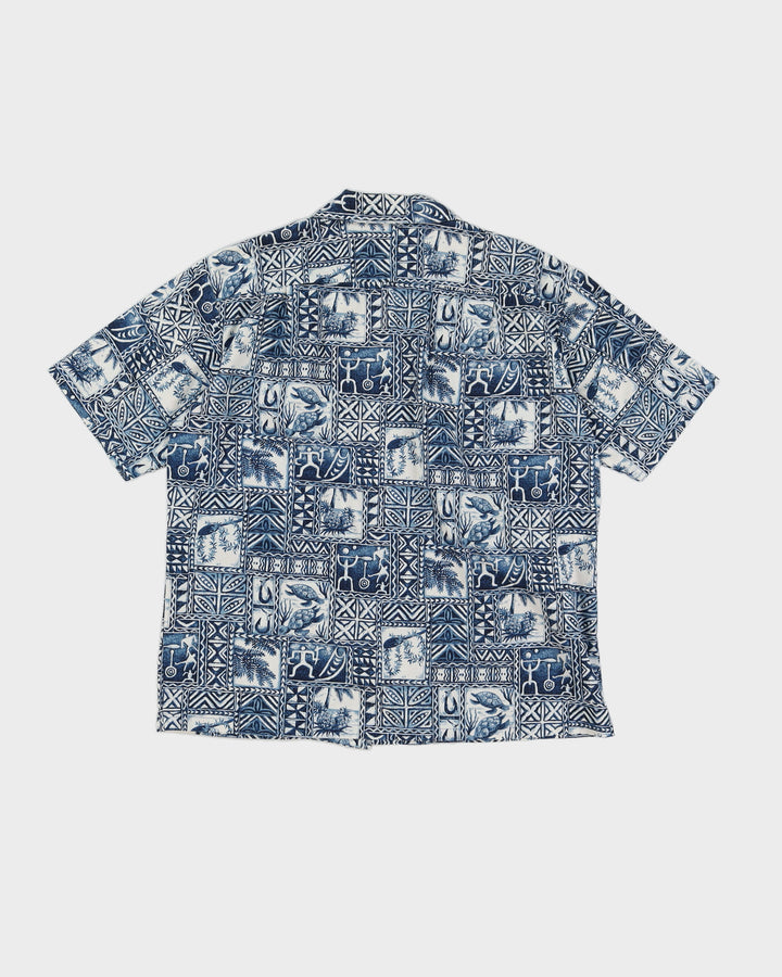 Vintage 90s Kalena Fashions Blue Hawaiian Shiirt - XL
