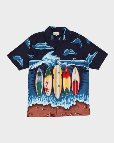 90s Bill Blass Surf Board Hawaiian Shirt - S