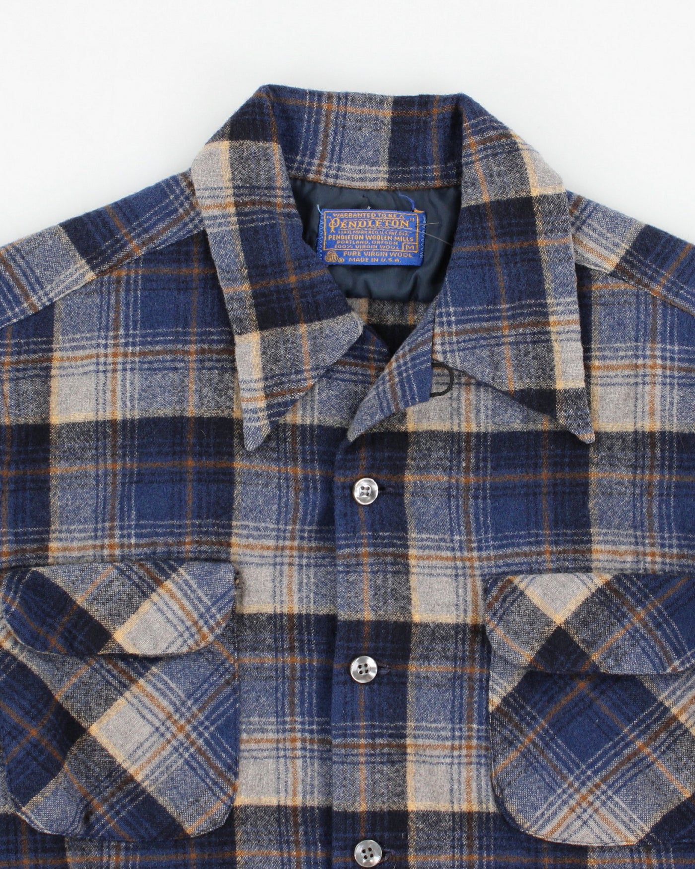 Vintage 70s Pendleton Blue Check Shirt - S/M