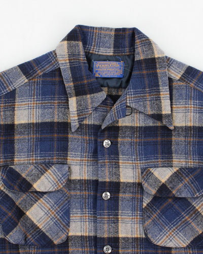 Vintage 70s Pendleton Blue Check Shirt - S/M