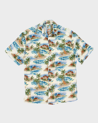 Vintage 90s Pineapple Moon Rayon Hawaiian Shirt - S