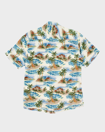 Vintage 90s Pineapple Moon Rayon Hawaiian Shirt - S