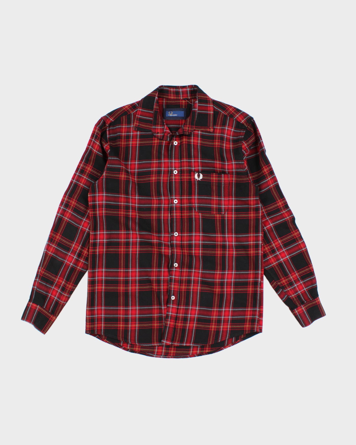 Fred Perry Red Check Long Sleeve Shirt - L/XL
