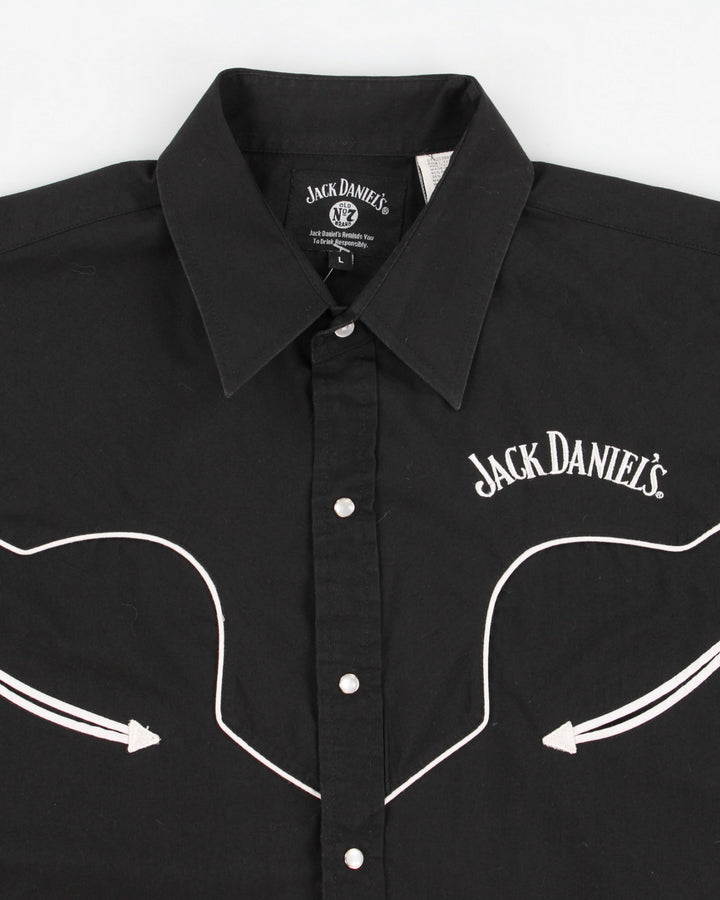 Jack Daniels Black Long Sleeve Western Shirt - L Rokit Jack Daniels Black Long Sleeve Western Shirt - L Rokit