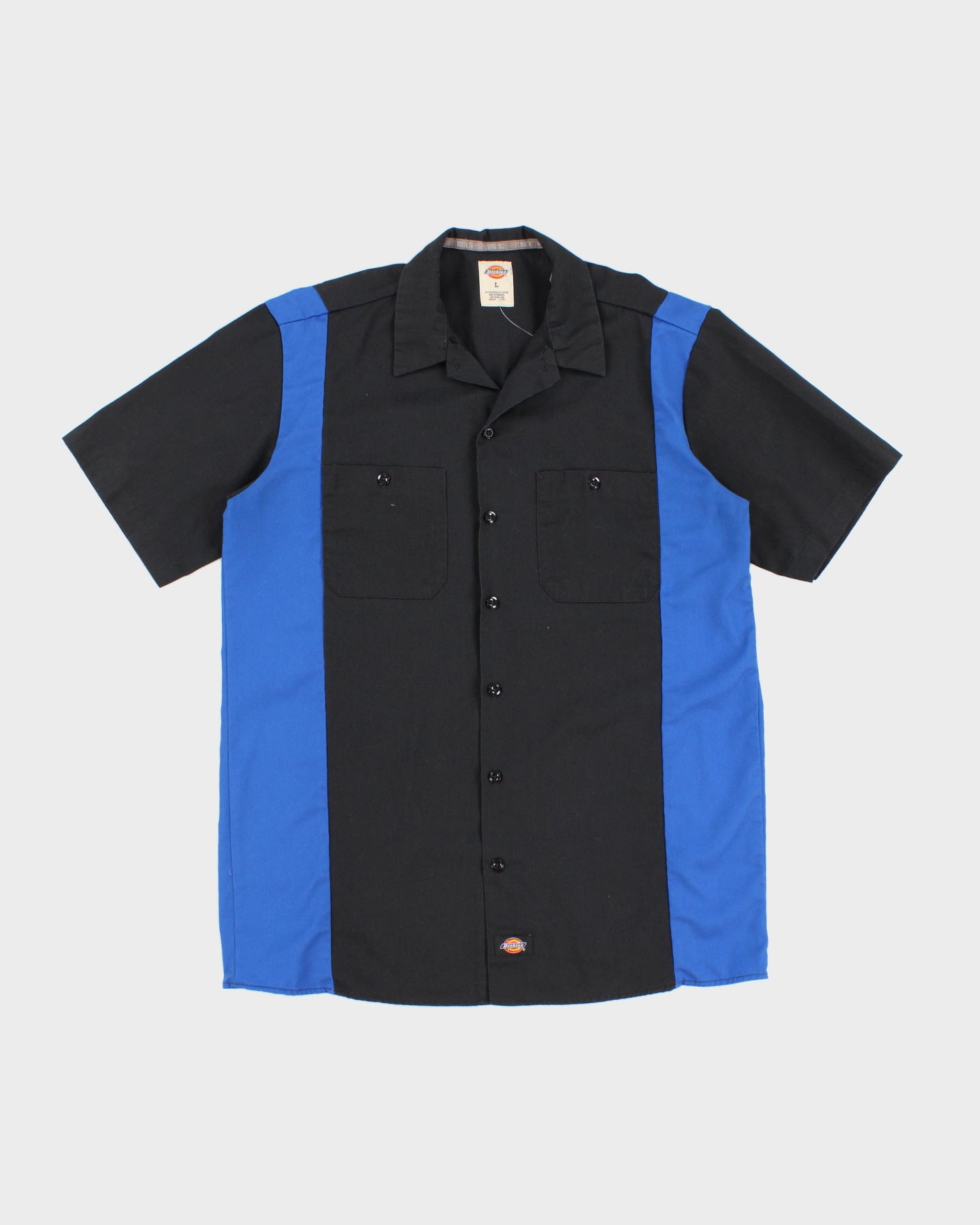 Dickies Mens Black &amp; Blue Bowling Shirt - L
