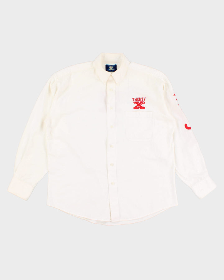 Twenty X Wrangler Oversized Red Embroidered White Shirt - L