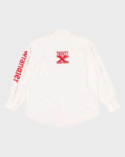 Twenty X Wrangler Oversized Red Embroidered White Shirt - L