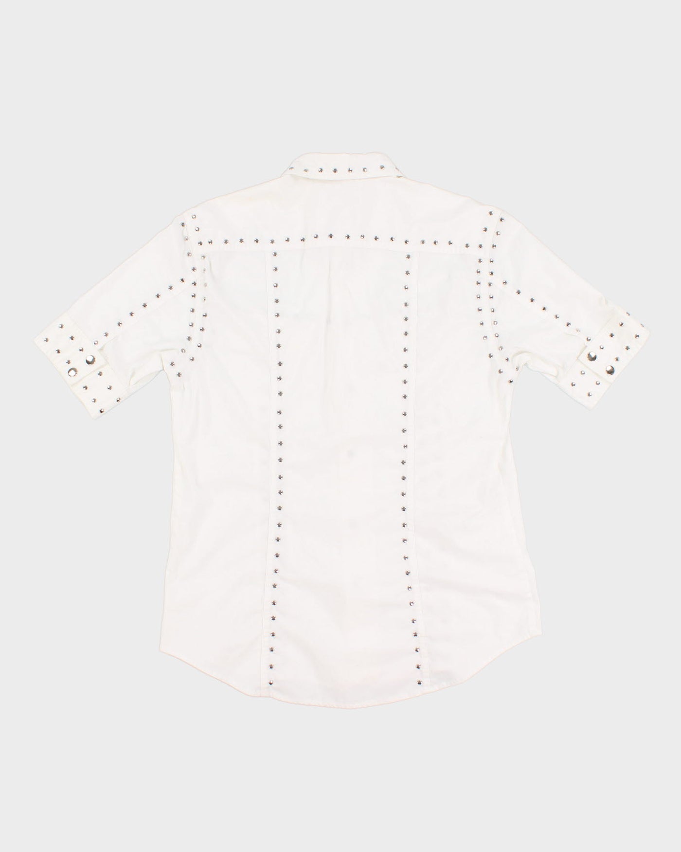 Y2K 00s Parasuco Studded White Short Sleeved Shirt - XL