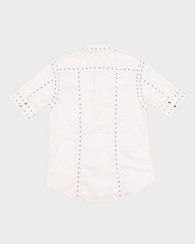 Y2K 00s Parasuco Studded White Short Sleeved Shirt - XL