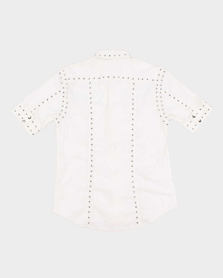 Y2K 00s Parasuco Studded White Short Sleeved Shirt - XL