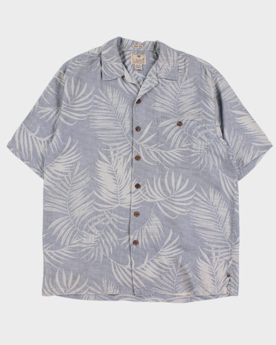 Vintage Luau Silk Blue Hawaiian Shirt - L