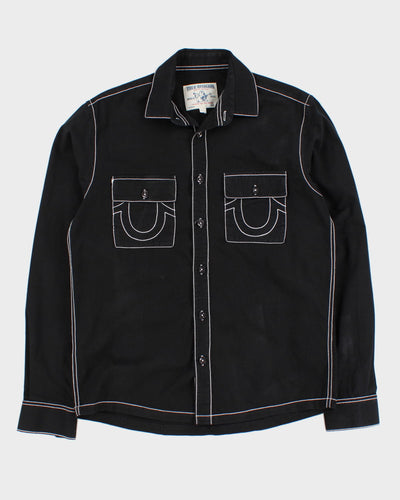 True Religion White Stitching Detailed Black Shirt - L