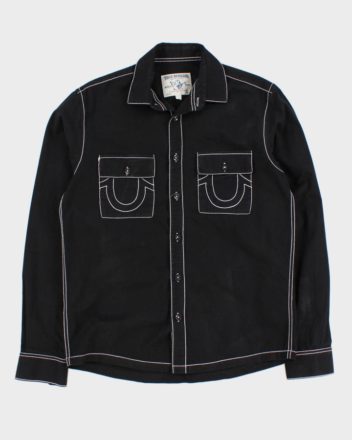 True Religion White Stitching Detailed Black Shirt - L