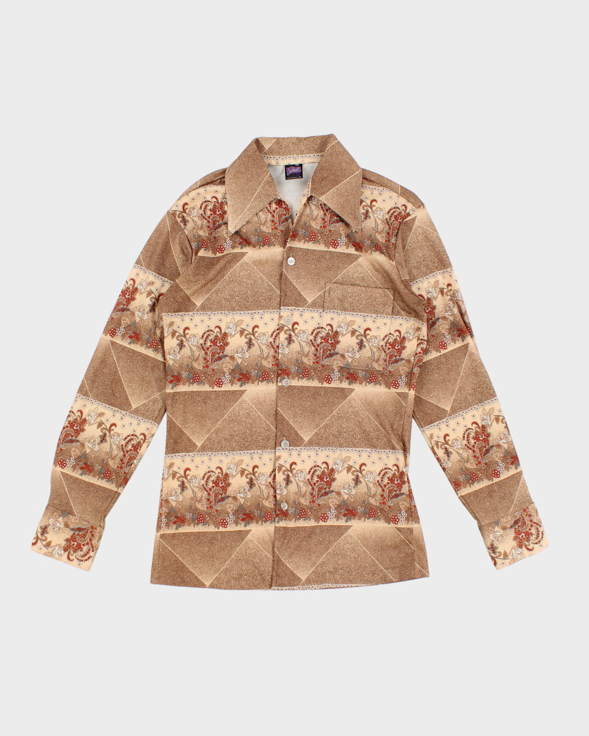 Groovy Vintage 70s Brown Floral Shirt - S