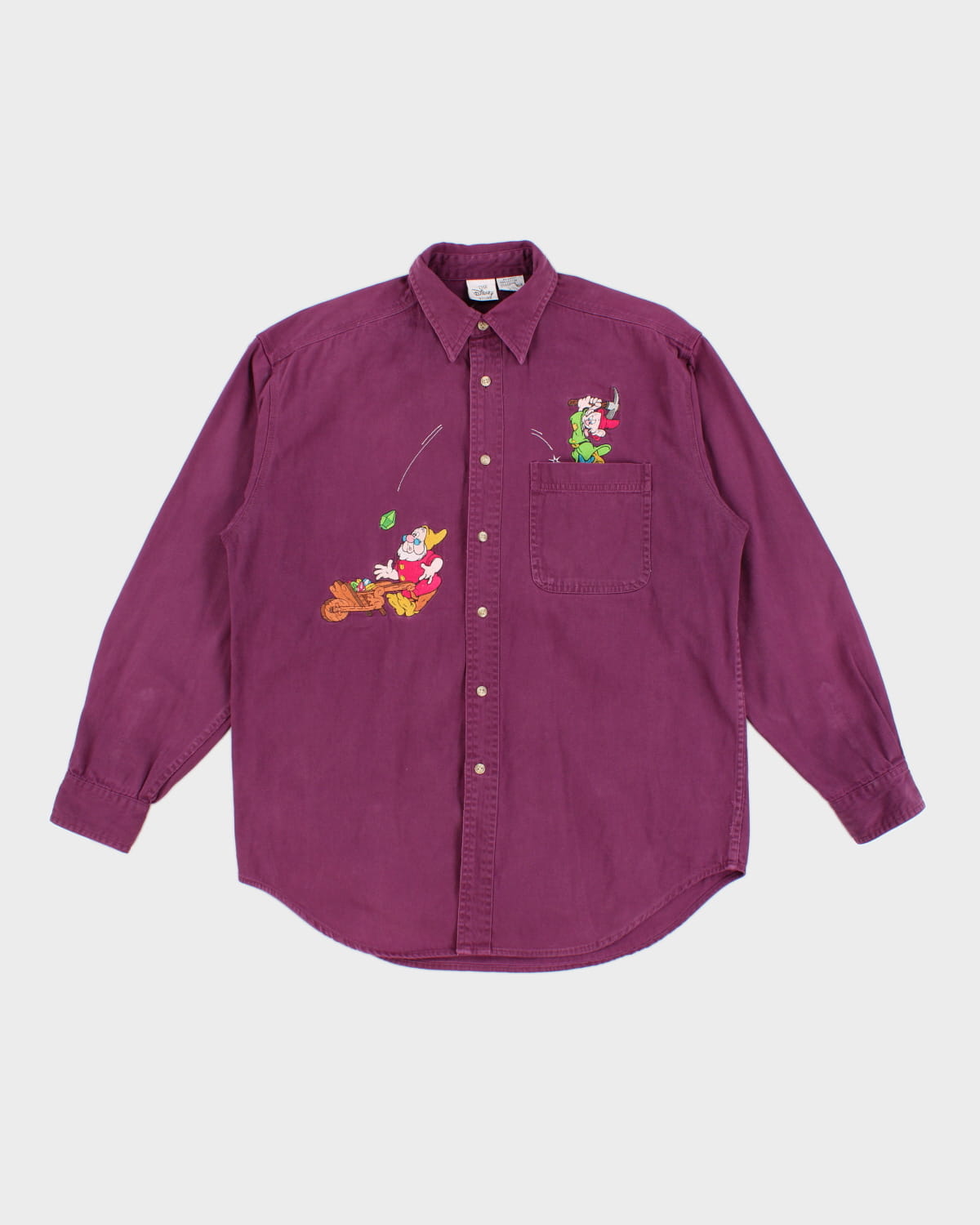 Vintage 90s Disney Purple Dwarfs Embroidery Shirt - M