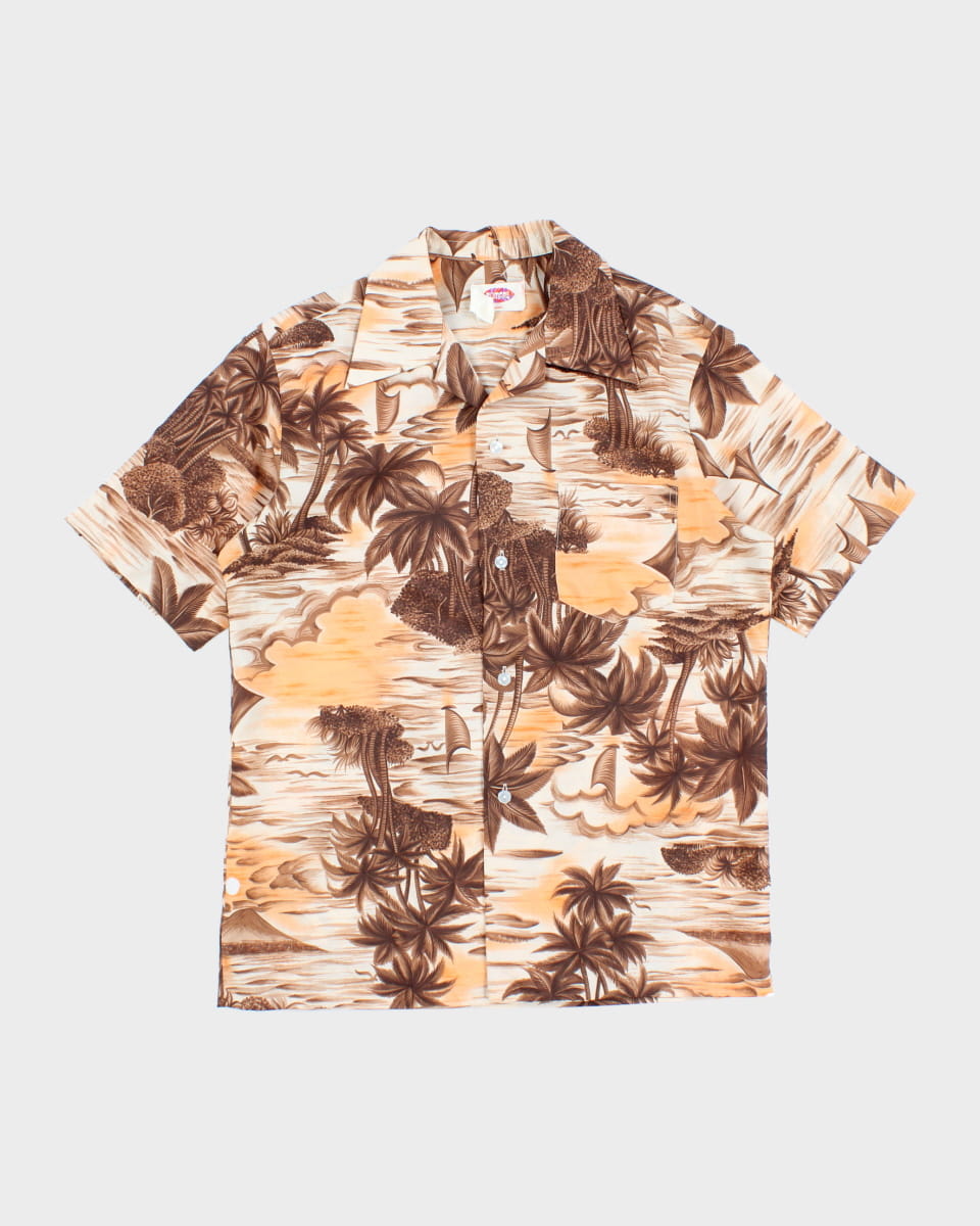 Vintage 70s Pomare Brown Hawaiian Shirt - M