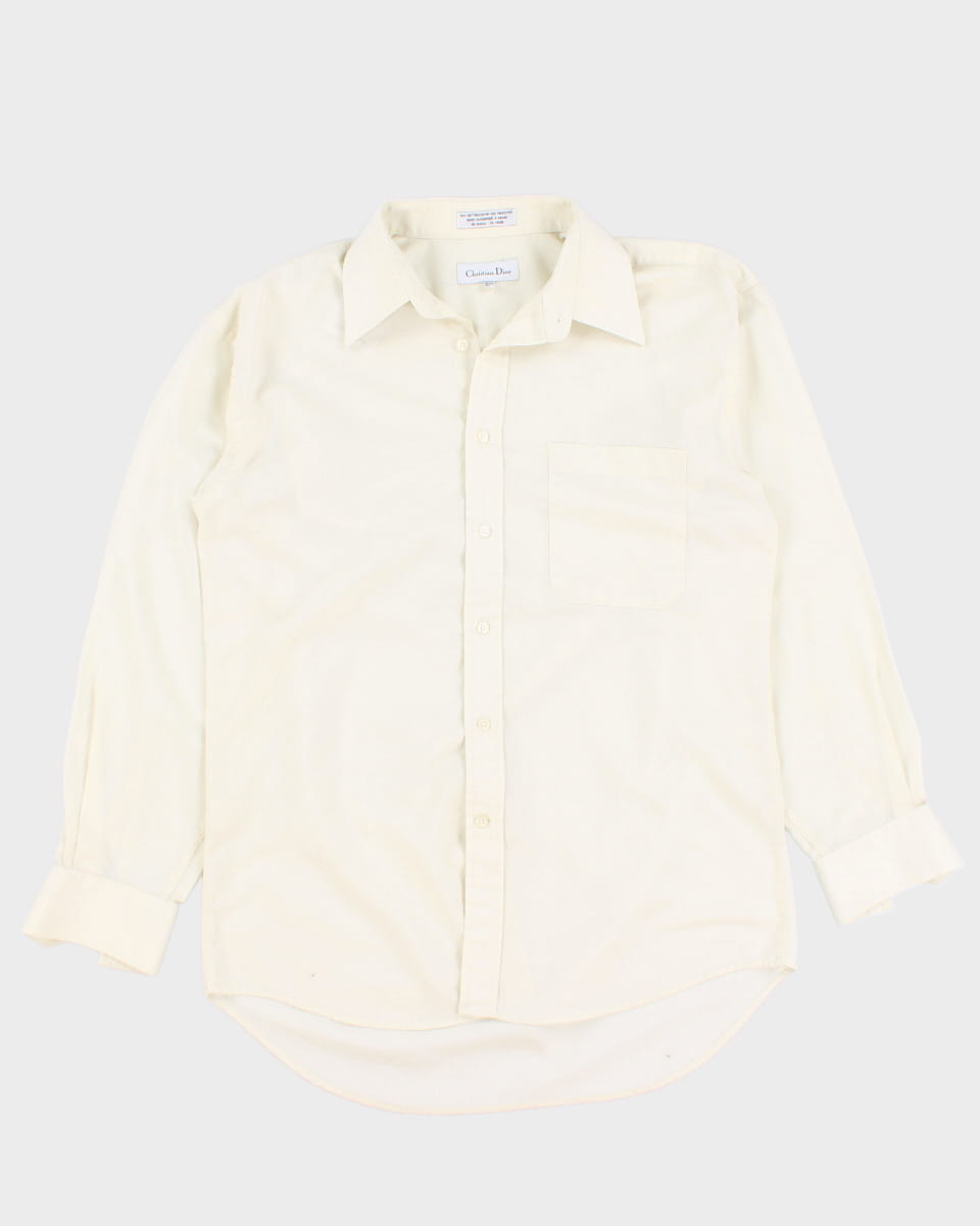 Vintage 90s Christian Dior Cream Dress Shirt - XL