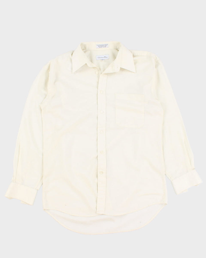 Vintage 90s Christian Dior Cream Dress Shirt - XL