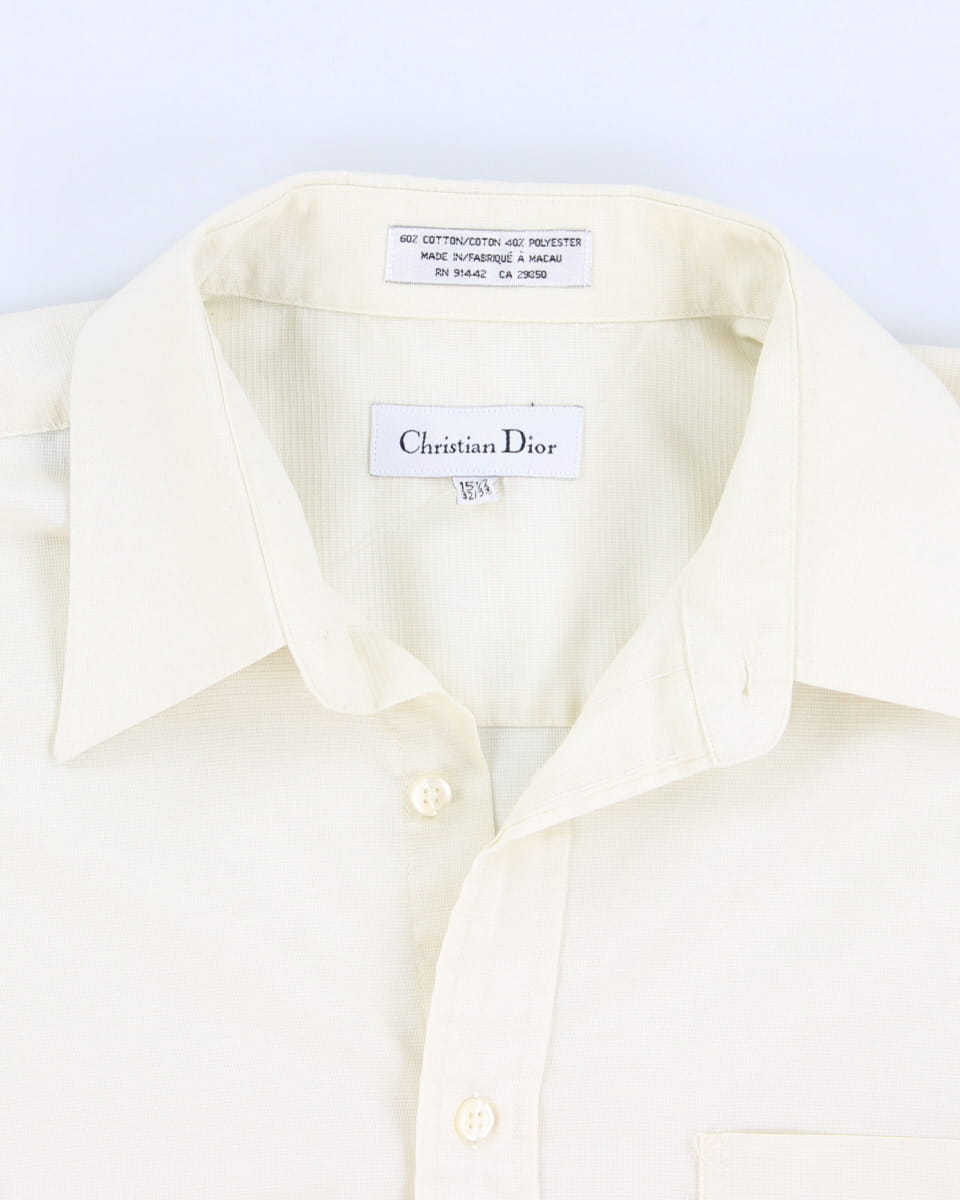Vintage 90s Christian Dior Cream Dress Shirt - XL