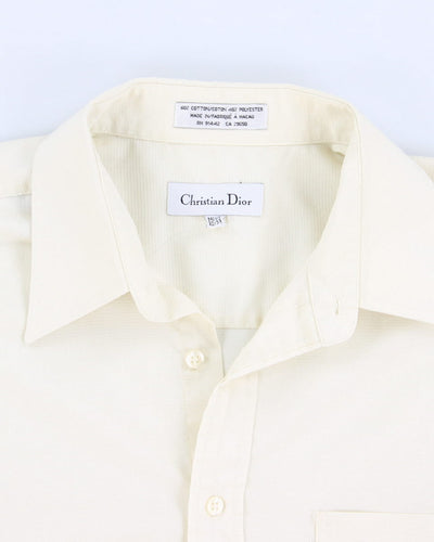 Vintage 90s Christian Dior Cream Dress Shirt - XL