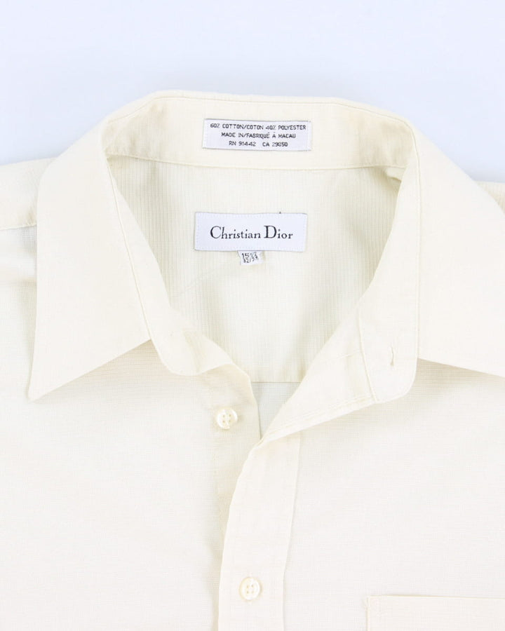 Vintage 90s Christian Dior Cream Dress Shirt - XL