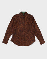Vintage 90s Lauren By Ralph Lauren Brown Paisley Shirt - M