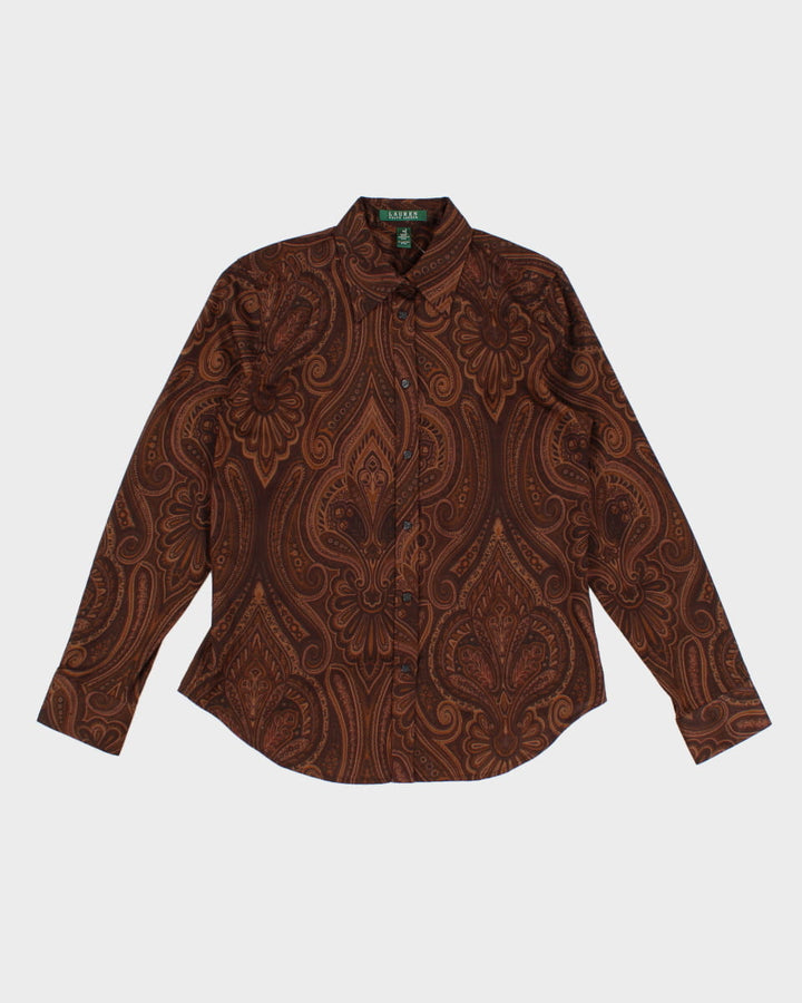 Vintage 90s Lauren By Ralph Lauren Brown Paisley Shirt - M