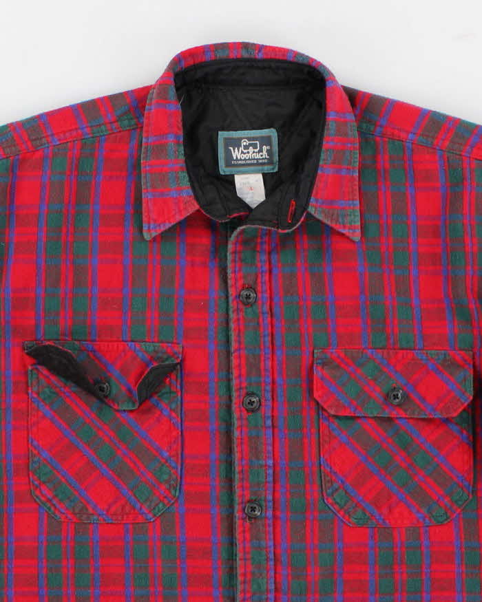 Men's Red Woolrich Plaid Wool Over Shirt - L