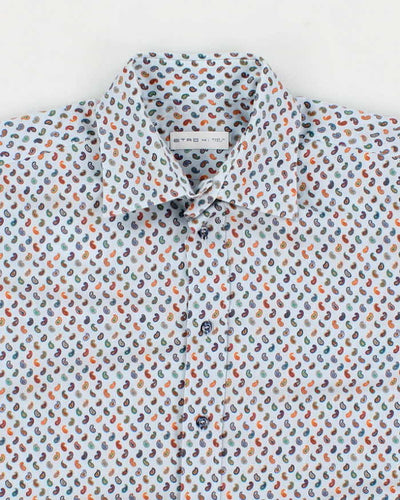 Mens Pale Blue Paisley Etro Shirt - M