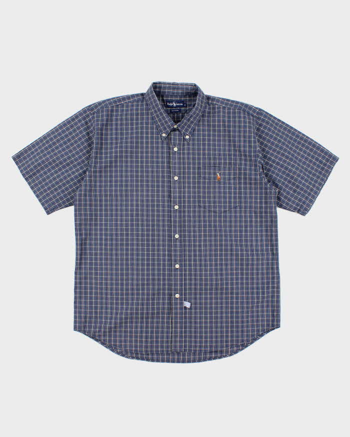 Mens Blue Ralph Lauren Checked Shirt - XL