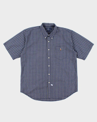 Mens Blue Ralph Lauren Checked Shirt - XL