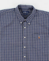 Mens Blue Ralph Lauren Checked Shirt - XL