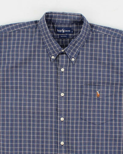 Mens Blue Ralph Lauren Checked Shirt - XL