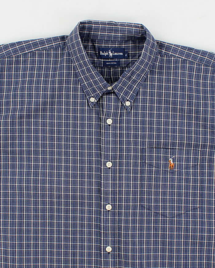 Mens Blue Ralph Lauren Checked Shirt - XL