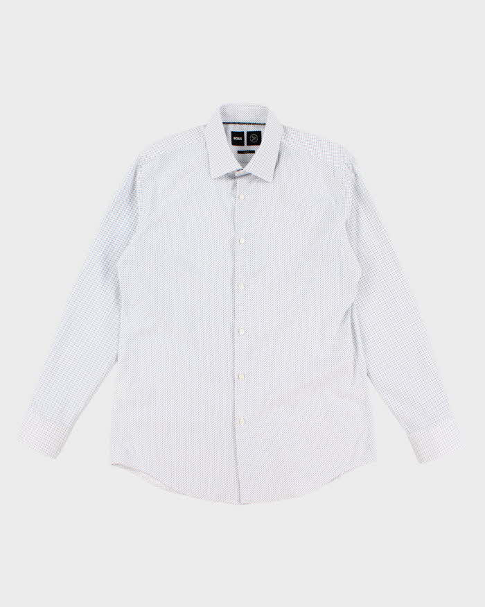 Mens Blue Boss Spotted Shirt -M