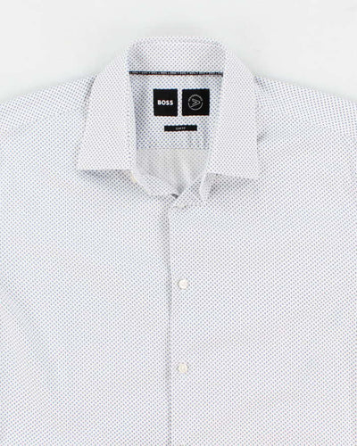 Mens Blue Boss Spotted Shirt -M