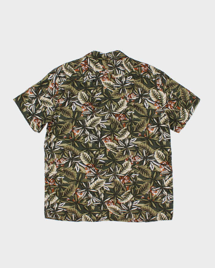 Men's Green Shirts Tiger print Hawaiian Shirt - L