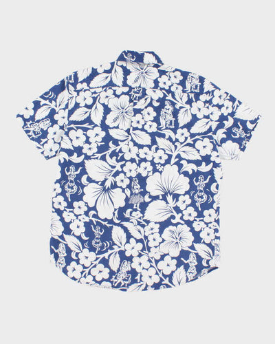 Men's Blue Floral Hawaiian Shirt - S