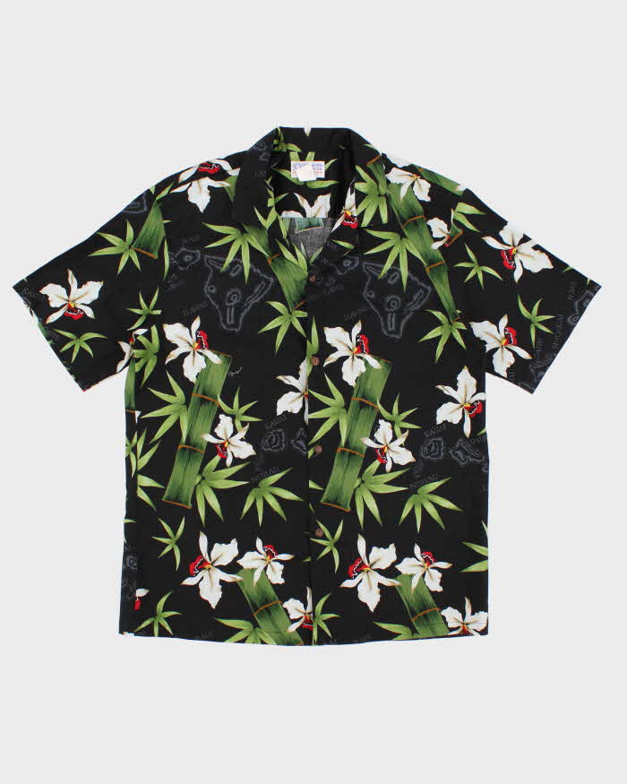 Mens Black Floral Hawaiian Shirt - L