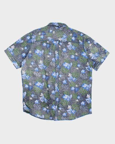 Mens Blue Floral Hawaiian Shirt - XL
