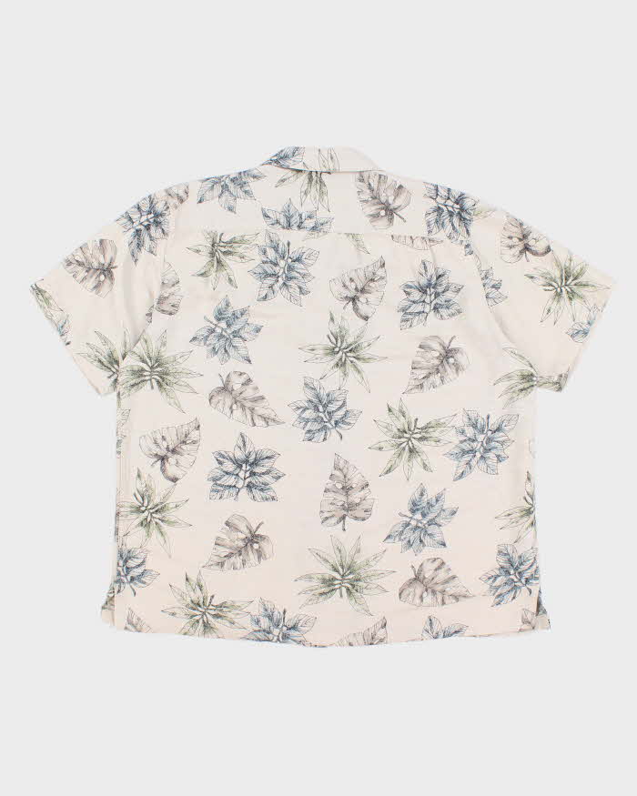 Mens Cream Silk Hawaiian Shirt - XL