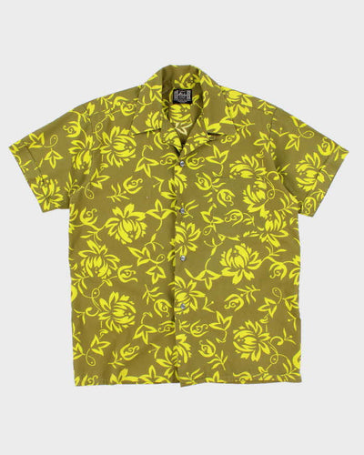 70's Vintage Mens Yellow Hawaiian Shirt - S